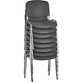 NowyStyl Stapelstühle-Set ISO BASIC, ohne Armlehnen, stapelbar bis 12 Stück, Bezug anthrazit, Gestell chromsilber, 8 Stück