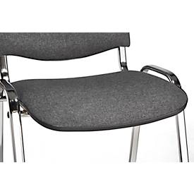 NowyStyl Stapelstühle-Set ISO BASIC, ohne Armlehnen, stapelbar bis 12 Stück, Bezug schwarz, Gestell chromsilber, 8 Stück
