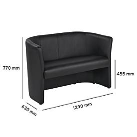NowyStyl Zweisitzer-Sofa CLUB DUO, Kunstleder (100% Polyester), voll gepolstert, Sitzhöhe 455 mm, schwarz