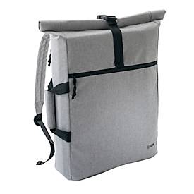 Office Rucksack Serie Sigel Move It, Öffnung falt- & einrollbar, Front-/Seitentasche/Innenfach, gepolstert, B 500 x T 40 x H 400 mm, Polyester, grau