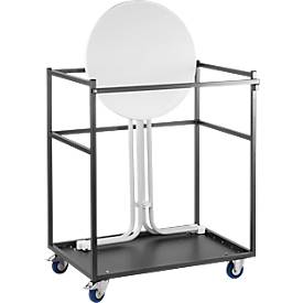Offre complète :  chariot de transport  mobile et 5 tables hautes, tables pliantes 
