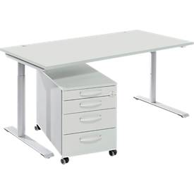 Offre complète Modena Flex, bureau l. 1600 mm, hauteur ajustable 