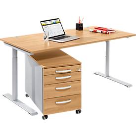 Offre complète Modena Flex, bureau l. 1600 mm, hauteur ajustable 