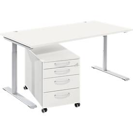 Offre complète Modena Flex, bureau l. 1600 mm, hauteur ajustable 