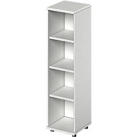 Open kast TETRIS WOOD - B 400 x D 421 x H 1520 mm - 4 OH - met glijders - lichtgrijs - ons merk Schäfer Shop Genius