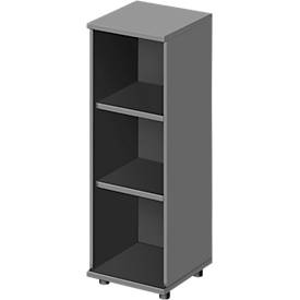 Open opzetkast TETRIS WOOD - B 400 x D 421 x H 1160 mm - 3 OH - met glijders - grafiet - ons merk Schäfer Shop Genius