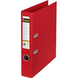 Ordner Bene No.1, A4, Rückenbreite 47 mm, Hebelmechanik, Griffloch & geklebtes Rückenschild, CO2-neutrale Pappe, rot