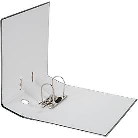 Ordner Grüner Balken, A4, Rückenbreite 80 mm, Qualitätsmechanik, Griffloch & geklebtes Rückenschild, Hartpappe, schwarz marmoriert, 100 Stück