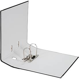 Ordner Grüner Balken, A4, Rückenbreite 80 mm, Qualitätsmechanik, Griffloch & geklebtes Rückenschild, Hartpappe, schwarz marmoriert, 20 Stück