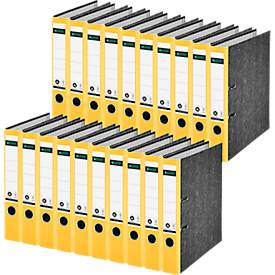 Ordner LEITZ® 1050, DIN A4, Rückenbreite 52 mm, Griffloch, geklebtes Rückenschild, Hartpappe, 20 Stück, gelb
