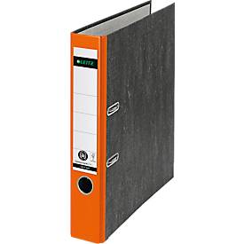 Ordner LEITZ® 1050, DIN A4, Rückenbreite 52 mm, Griffloch, geklebtes Rückenschild, Hartpappe, 20 Stück, orange