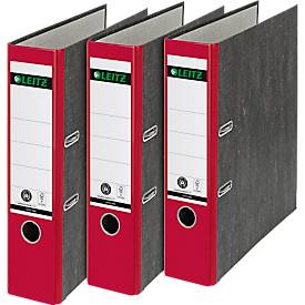 Ordner LEITZ® 1080, DIN A4, Rückenbreite 80 mm, Griffloch, geklebtes Rückenschild, Hartpappe, 1 Stück, rot