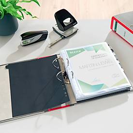 Ordner LEITZ® 1080, DIN A4, Rückenbreite 80 mm, Griffloch, geklebtes Rückenschild, Hartpappe, 1 Stück, rot