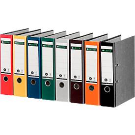 Ordner LEITZ® 1080, DIN A4, Rückenbreite 80 mm, Griffloch, geklebtes Rückenschild, Hartpappe, 20 Stück, rot