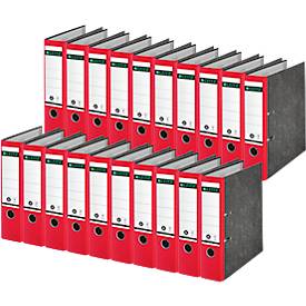 Ordner LEITZ® 1080, DIN A4, Rückenbreite 80 mm, Griffloch, geklebtes Rückenschild, Hartpappe, 20 Stück, rot