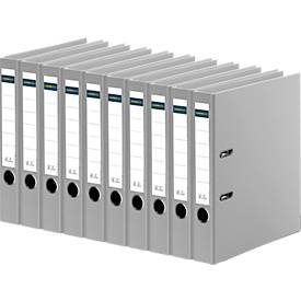 Ordner Schäfer Shop Select, DIN A4, Rückenbreite 50 mm, Griffloch, auswechselbares Rückenschild, Polypropylen, 10 Stück, grau