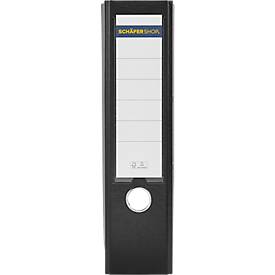 Ordner Schäfer Shop Select, DIN A4, Rückenbreite 80 mm, Griffloch, auswechselbares Rückenschild, Polypropylen, 10 Stück, schwarz