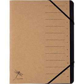 Ordnungsmappe Pur by PAGNA, A4, 12 Fächer, numerischer Deckelaufdruck, 2 Schaulöcher, Recyclingkarton