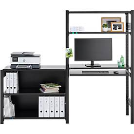 ORDO Home Regalkombination, Grund- und Anbauregal, 6 Fachböden, multifunktional, mobil, B 2070 x T 435 x H 1750 mm, tiefschwarz matt RAL 9005