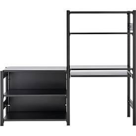 ORDO Home Regalkombination, Grund- und Anbauregal, 6 Fachböden, multifunktional, mobil, B 2070 x T 435 x H 1750 mm, tiefschwarz matt RAL 9005