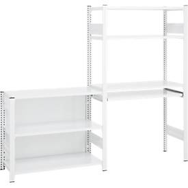 ORDO Home Regalkombination, Grund- und Anbauregal, 6 Fachböden, multifunktional, mobil, B 2070 x T 435 x H 1750 mm, verkehrsweiß RAL 9016