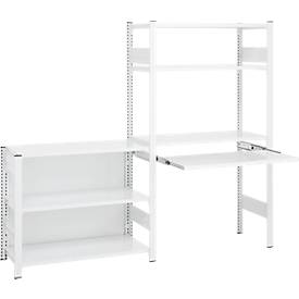 ORDO Home Regalkombination, Grund- und Anbauregal, 6 Fachböden, multifunktional, mobil, B 2070 x T 435 x H 1750 mm, verkehrsweiß RAL 9016