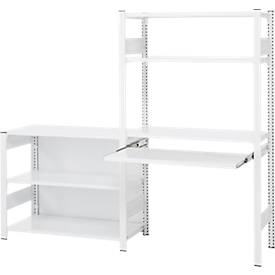 ORDO Home Regalkombination, Grund- und Anbauregal, 6 Fachböden, multifunktional, mobil, B 2070 x T 435 x H 1750 mm, verkehrsweiß RAL 9016