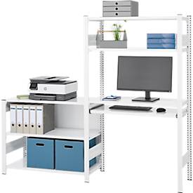 ORDO Home Regalkombination, Grund- und Anbauregal, 6 Fachböden, multifunktional, mobil, B 2070 x T 435 x H 1750 mm, verkehrsweiß RAL 9016