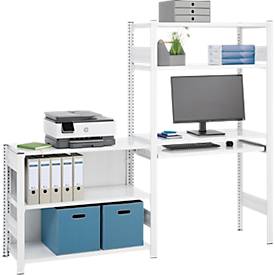 ORDO Home Regalkombination, Grund- und Anbauregal, 6 Fachböden, multifunktional, mobil, B 2070 x T 435 x H 1750 mm, verkehrsweiß RAL 9016