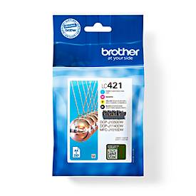 Original Brother Tintenpatronen LC-421 CMYK, Mixpack, schwarz, cyan, magenta, gelb