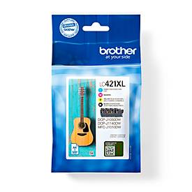 Original Brother Tintenpatronen LC-421XL CMYK, Mixpack, schwarz, cyan, magenta, gelb