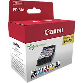 Original Canon Tinten Multipack PGI-580/CLI-581 PGBK/C/M/Y/K, Mixpack, cyan, magenta, gelb, schwarz/schwarz-pigmentiert