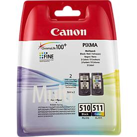 Original Canon Tintenpatronen PG-510/CL-511 CMYK, Mixpack, schwarz, Tri-Colour