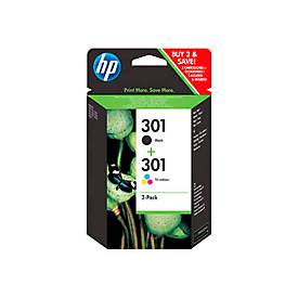 Original HP Tintenpatronen 301 CMYK, Mixpack, schwarz, Tri-Colour