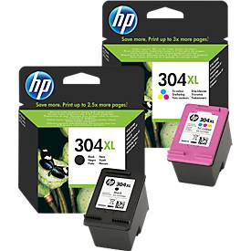 Original HP Tintenpatronen 304XL CMYK, Mixpack, schwarz, Tri-Colour