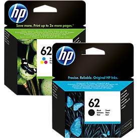 Original HP Tintenpatronen 62 CMYK, Mixpack, schwarz, Tri-Colour
