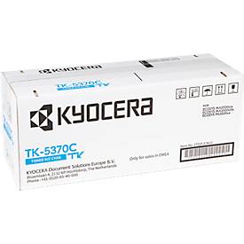 Original Kyocera Toner TK-5370C, 5000 A4 Seiten, inkl. Resttonerbehälter, Einzelpack, cyan
