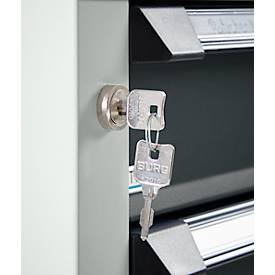Otto Kind Breitfachwerkbank Typ 405, Buche Multiplexplatte, bis 1.200 kg, B 1524 x T 750 x H 850 mm, Stahl, Zentralverschluss, lichtgrau/anthrazitgrau