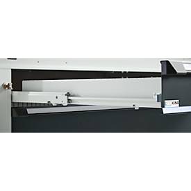 Otto Kind Breitfachwerkbank Typ 405, Buche Multiplexplatte, bis 1.200 kg, B 1524 x T 750 x H 850 mm, Stahl, Zentralverschluss, lichtgrau/anthrazitgrau