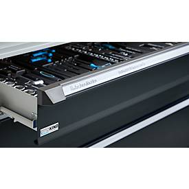 Otto Kind Breitfachwerkbank Typ 405, Buche Multiplexplatte, bis 1.200 kg, B 1524 x T 750 x H 850 mm, Stahl, Zentralverschluss, lichtgrau/anthrazitgrau