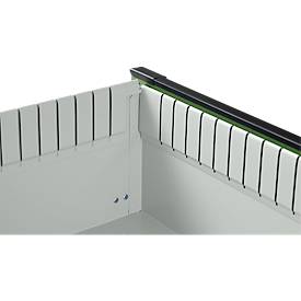 Otto Kind Breitfachwerkbank Typ 405, Buche Multiplexplatte, bis 1.200 kg, B 1524 x T 750 x H 850 mm, Stahl, Zentralverschluss, lichtgrau/resedagrün
