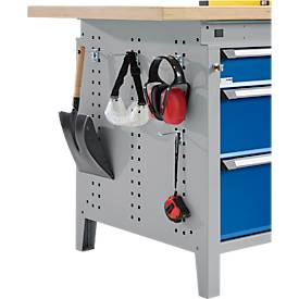 Otto Kind Breitfachwerkbank Typ 405, Buche Multiplexplatte, bis 1.200 kg, B 1524 x T 750 x H 850 mm, Stahl, Zentralverschluss, weißaluminium/enzianblau