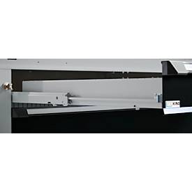 Otto Kind Breitfachwerkbank Typ 405, Buche Multiplexplatte, bis 1.200 kg, B 1524 x T 750 x H 850 mm, Stahl, Zentralverschluss, weißaluminium/tiefschwarz
