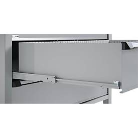 Otto Kind Breitfachwerkbank Typ 405, Buche Multiplexplatte, bis 1.200 kg, B 1524 x T 750 x H 850 mm, Stahl, Zentralverschluss, weißaluminium/weißaluminium