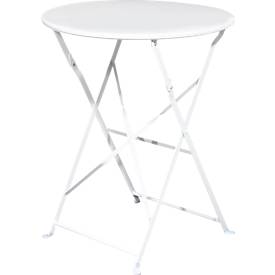 Outdoor-Klapptisch meet by Paperflow EDEN, rund, Ø 600 x H 730 mm, Stahl verzinkt, weiß-weiß