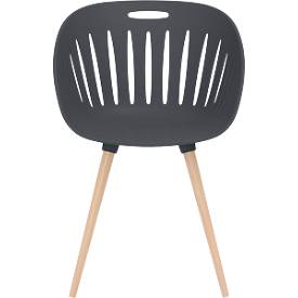 Outdoor-Stuhl Topstar T2023, 2 Stück, ergonomische Kunststoffschale, Füße ein- und ausdrehbar, anthrazit