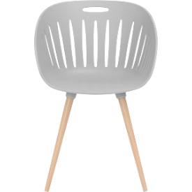 Outdoor-Stuhl Topstar T2023, 2 Stück, ergonomische Kunststoffschale, Füße ein- und ausdrehbar, hellgrau
