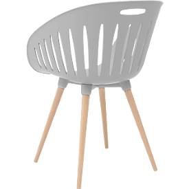 Outdoor-Stuhl Topstar T2023, 2 Stück, ergonomische Kunststoffschale, Füße ein- und ausdrehbar, hellgrau