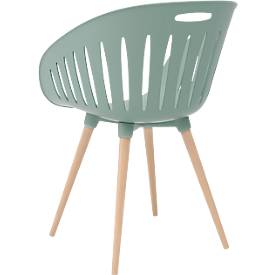 Outdoor-Stuhl Topstar T2023, 2 Stück, ergonomische Kunststoffschale, Füße ein- und ausdrehbar, olive