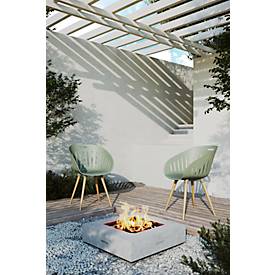 Outdoor-Stuhl Topstar T2023, 2 Stück, ergonomische Kunststoffschale, Füße ein- und ausdrehbar, olive